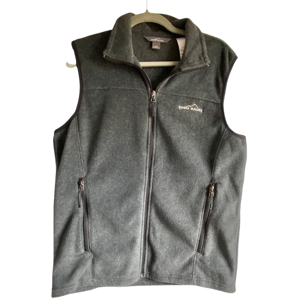 Eddie Bauer Grey fleece Full Zip Men’s Vest with Zip pockets Size S